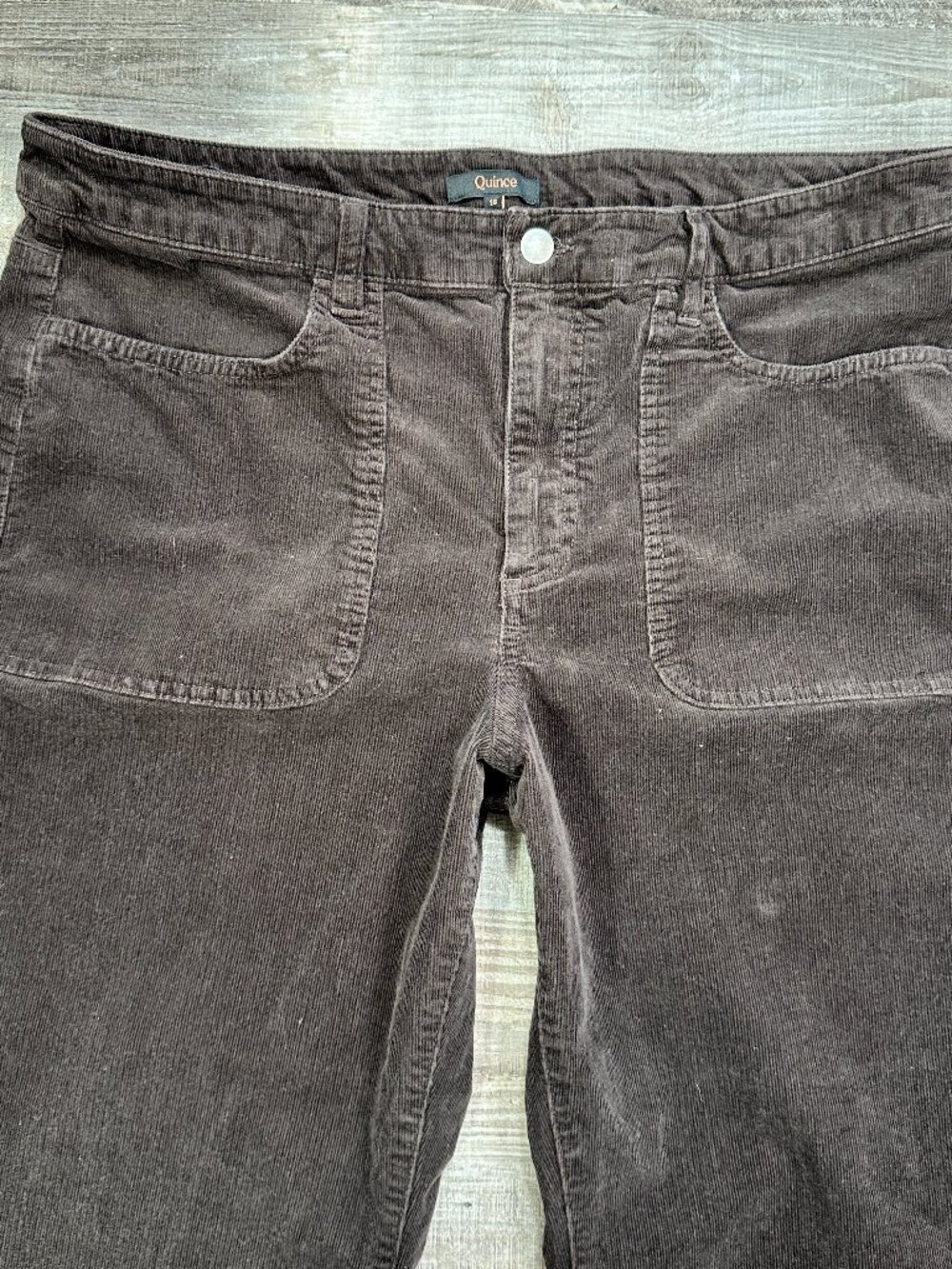Quince Women Stretch Corduroy Cropped Wide Leg Pants Patch Pockets Espresso 16 - Picture 4 of 10